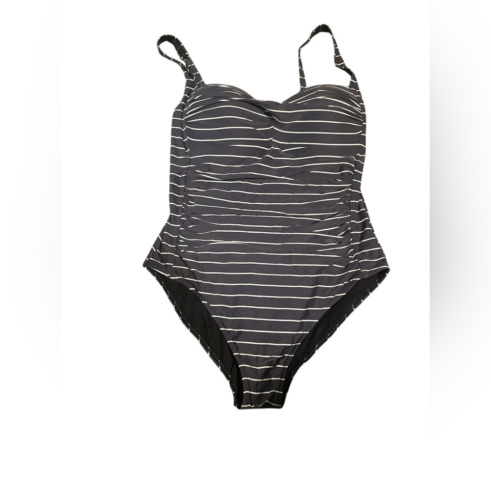 Striped Gray and White Swimsuit